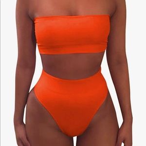Orange two piece suit